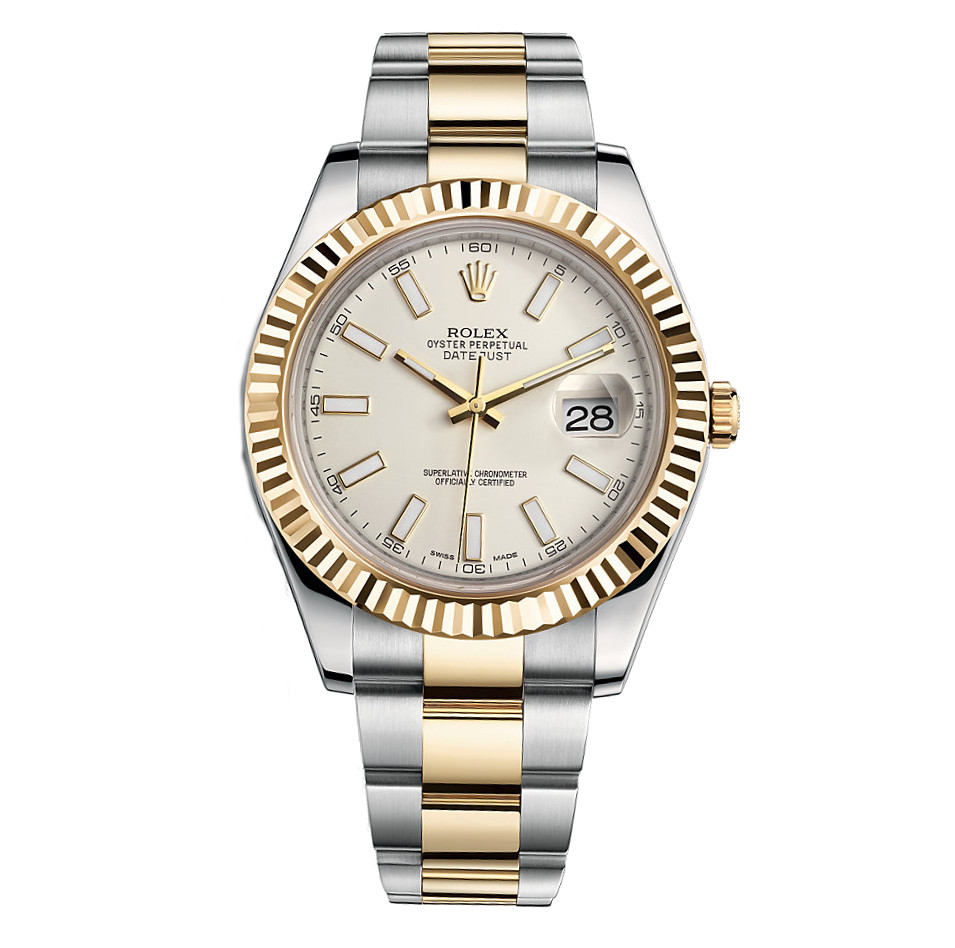 Datejust II 116333 Gold & Stainless Steel Watch (Ivory-Colored)